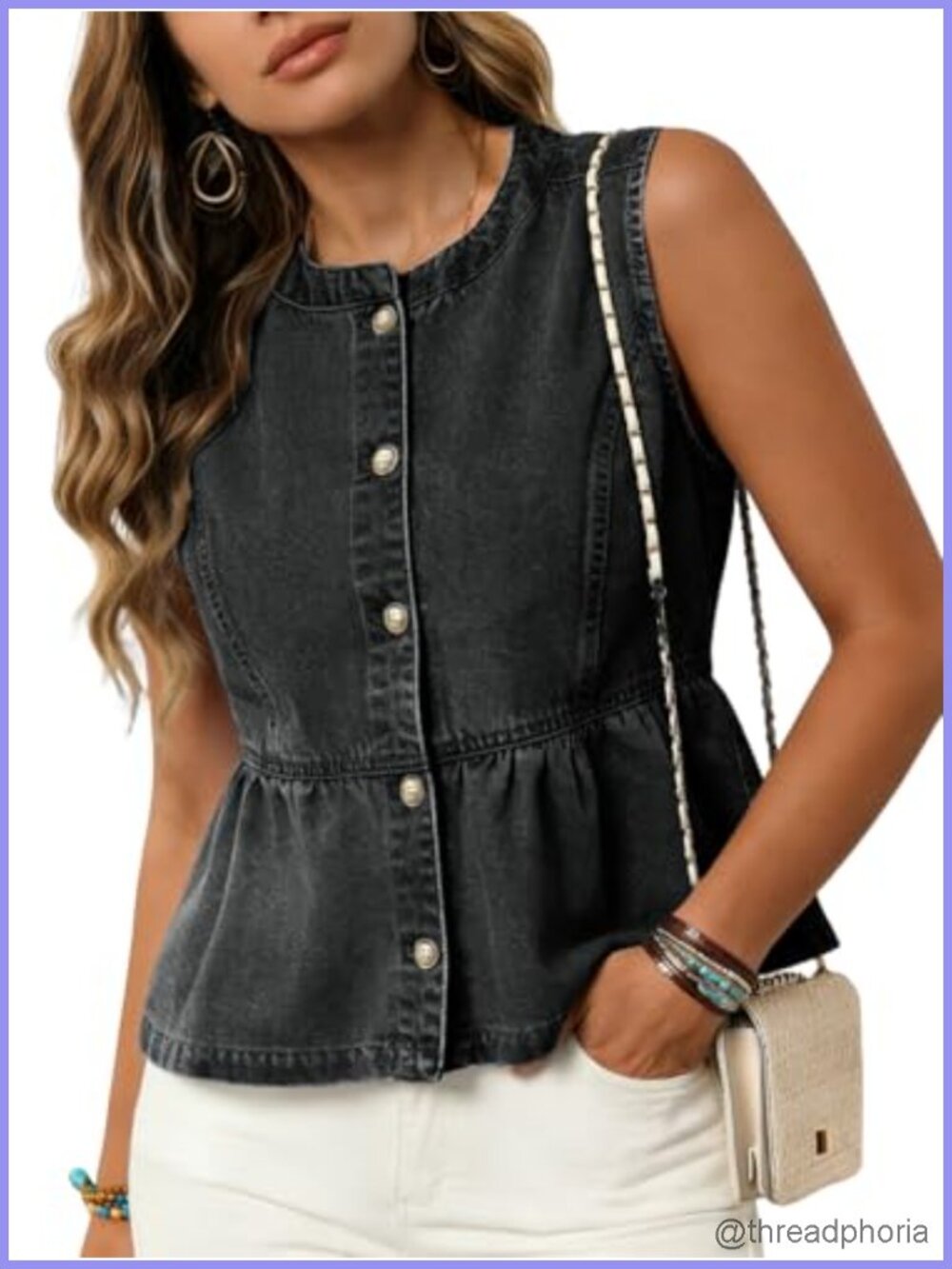 Women's Sleeveless Denim Vest, Button Down Jean Vest Top, Casual Y2K Style